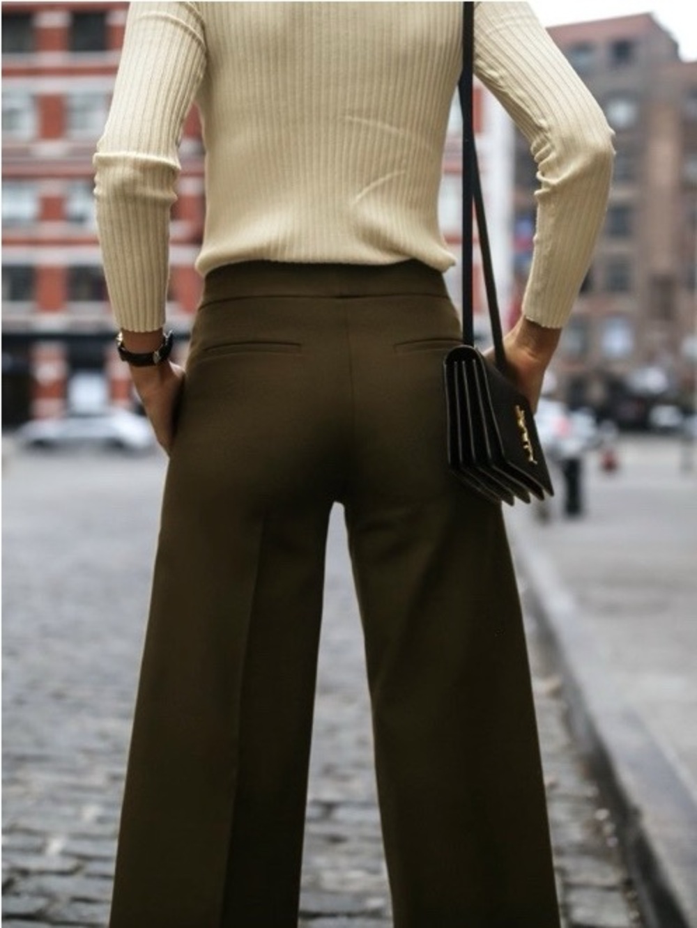 Ann Taylor Wide Leg High-Rise Cropped Pants  Olive Trousers Casual Classic Sz 12 - Picture 3 of 8